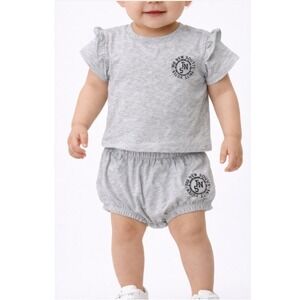 The New Society Baby Gray Melange Reine Special Baby Girl Tee Bloomer Size 24M